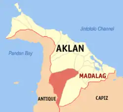 Map of Aklan with Madalag highlighted