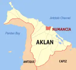 Map of Aklan with Numancia highlighted