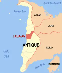 Map of Antique with Laua-an highlighted