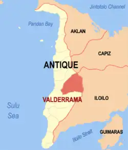 Map of Antique with Valderrama highlighted