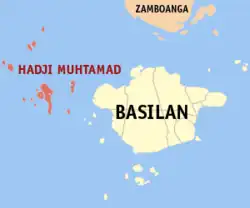 Map of Basilan with Hadji Muhtamad highlighted