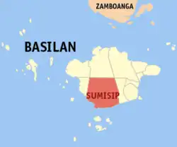 Map of Basilan with Sumisip highlighted