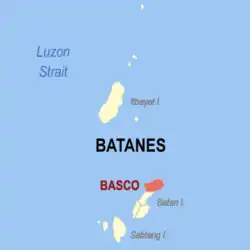 Map of Batanes with Basco highlighted