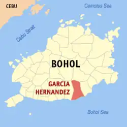 Map of Bohol with Garcia Hernandez highlighted