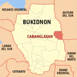 Map of Bukidnon with Cabanglasan highlighted