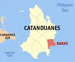 Map of Catanduanes with Baras highlighted