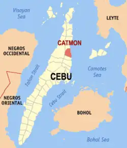 Map of Cebu with Catmon highlighted