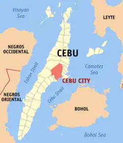 Map of Cebu Province with Cebu City highlighted