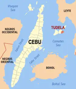 Map of Cebu with Tudela highlighted