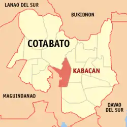 Map of Cotabato with Kabacan highlighted