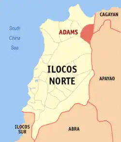 Map of Ilocos Norte with Adams highlighted