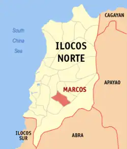 Map of Ilocos Norte with Marcos highlighted