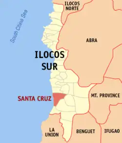 Map of Ilocos Sur with Santa Cruz highlighted