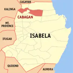 Map of Isabela with Cabagan highlighted