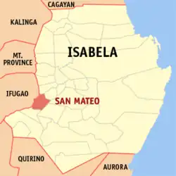 Map of Isabela with San Mateo highlighted