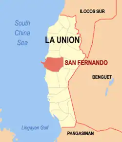 Map of La Union with San Fernando highlighted