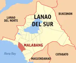 Map of Lanao del Sur with Malabang highlighted