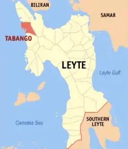 Map of Leyte with Tabango highlighted