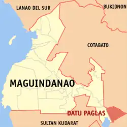 Map of Maguindanao del Sur with Datu Paglas highlighted