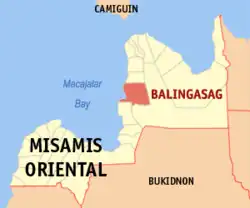 Map of Misamis Oriental with Balingasag highlighted