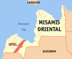 Map of Misamis Oriental with Opol highlighted