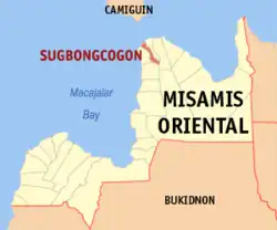 Map of Misamis Oriental with Sugbongcogon highlighted