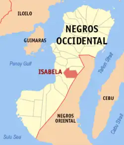 Map of Negros Occidental with Isabela highlighted