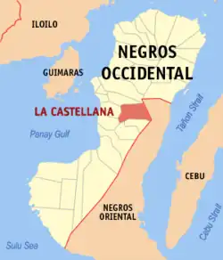 Map of Negros Occidental with La Castellana highlighted