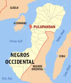 Map of Negros Occidental with Pulupandan highlighted