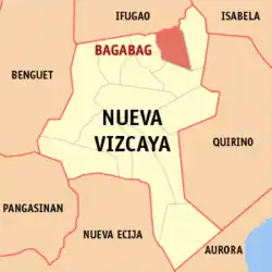 Map of Nueva Vizcaya with Bagabag highlighted