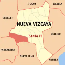 Map of Nueva Vizcaya with Santa Fe highlighted