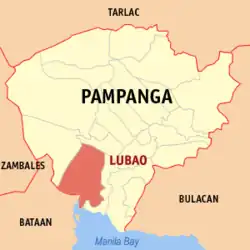 Map of Pampanga with Lubao highlighted