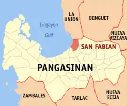 Map of Pangasinan with San Fabian highlighted