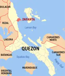 Map of Quezon with Infanta highlighted