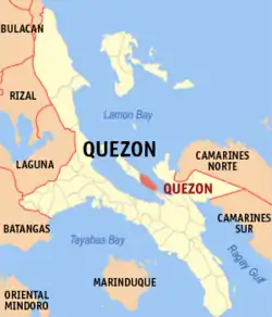 Map of Quezon with Quezon highlighted