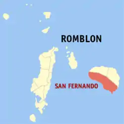 Map of Romblon with San Fernando highlighted