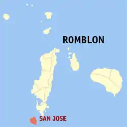 Map of Romblon with San Jose highlighted