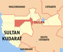 Map of Sultan Kudarat with Isulan highlighted