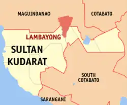 Map of Sultan Kudarat with Lambayong highlighted