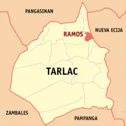 Map of Tarlac with Ramos highlighted