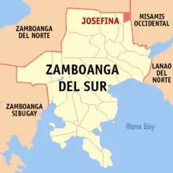 Map of Zamboanga del Sur with Josefina highlighted