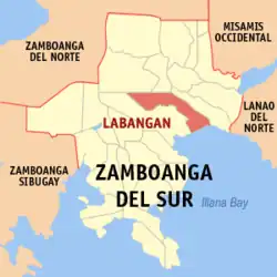 Map of Zamboanga del Sur with Labangan highlighted