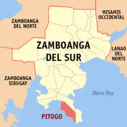 Map of Zamboanga del Sur with Pitogo highlighted