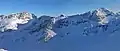 Phalanx Mountain (left) and line parent The Spearhead (right) from the west near Blackcomb ski area