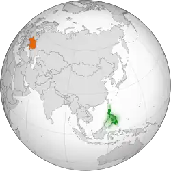 Map indicating locations of Philippines and Ukraine