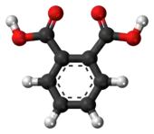 Ball-and-stick model of the phthalic acid molecule