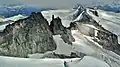 Phyllis's Engine, centered, viewed from west summit of Castle Towers Mountain.