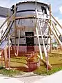 Pickle Barrel House in Grand Marais, Michigan, under repair in 2004