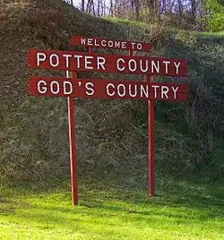 Welcome sign along U.S. Route 6 in Pike Township