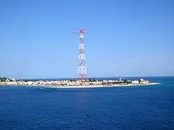 A landscape of Torre Faro with the Pylons of Messina.